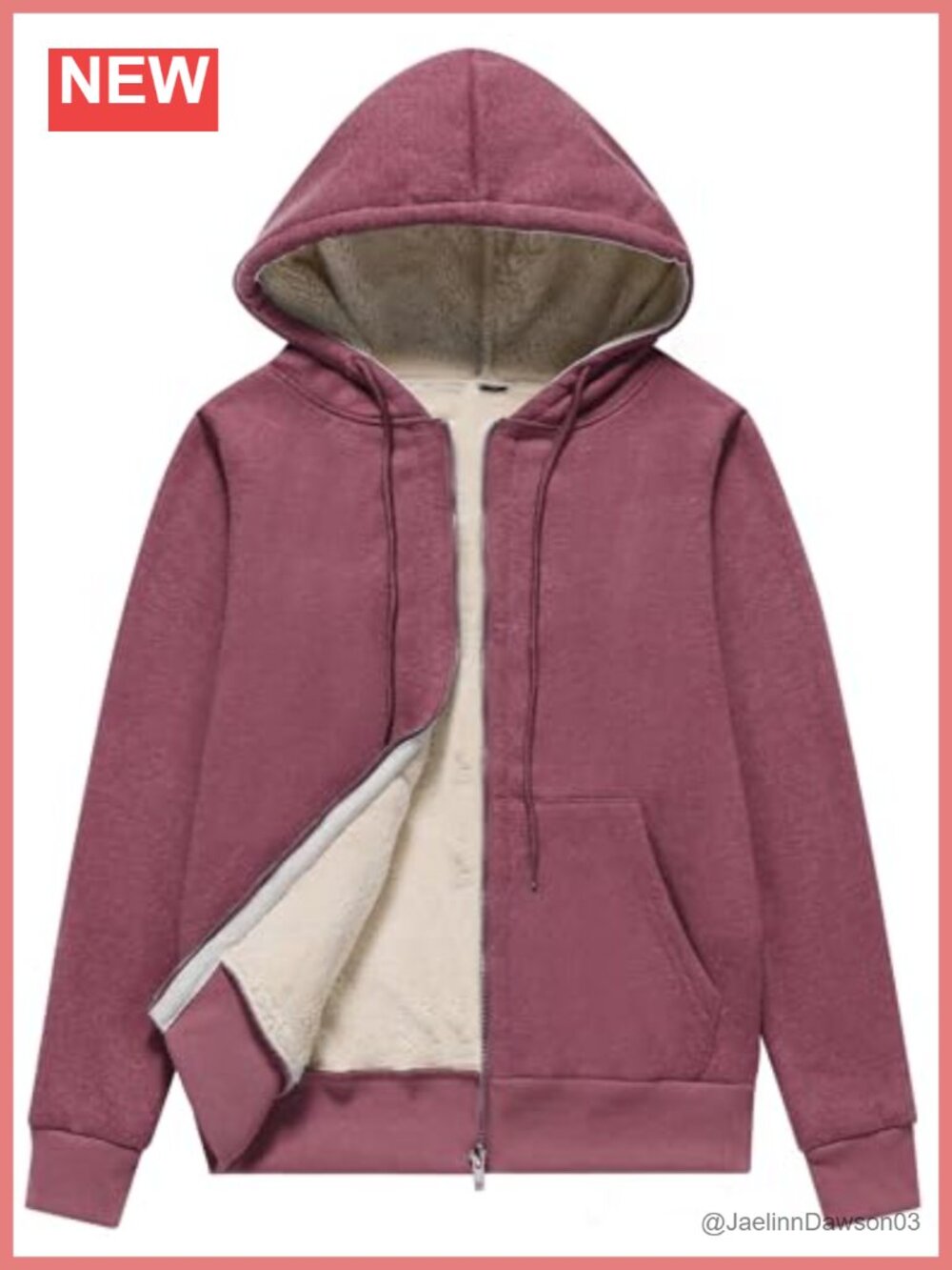 Fleece Sherpa Lined Zip Up Hoodie Warm Winter Sweatshirt Jacket
